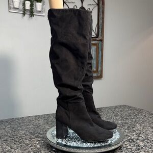 Sugar fabric Black Over the Knee Boots NWOT 7.5